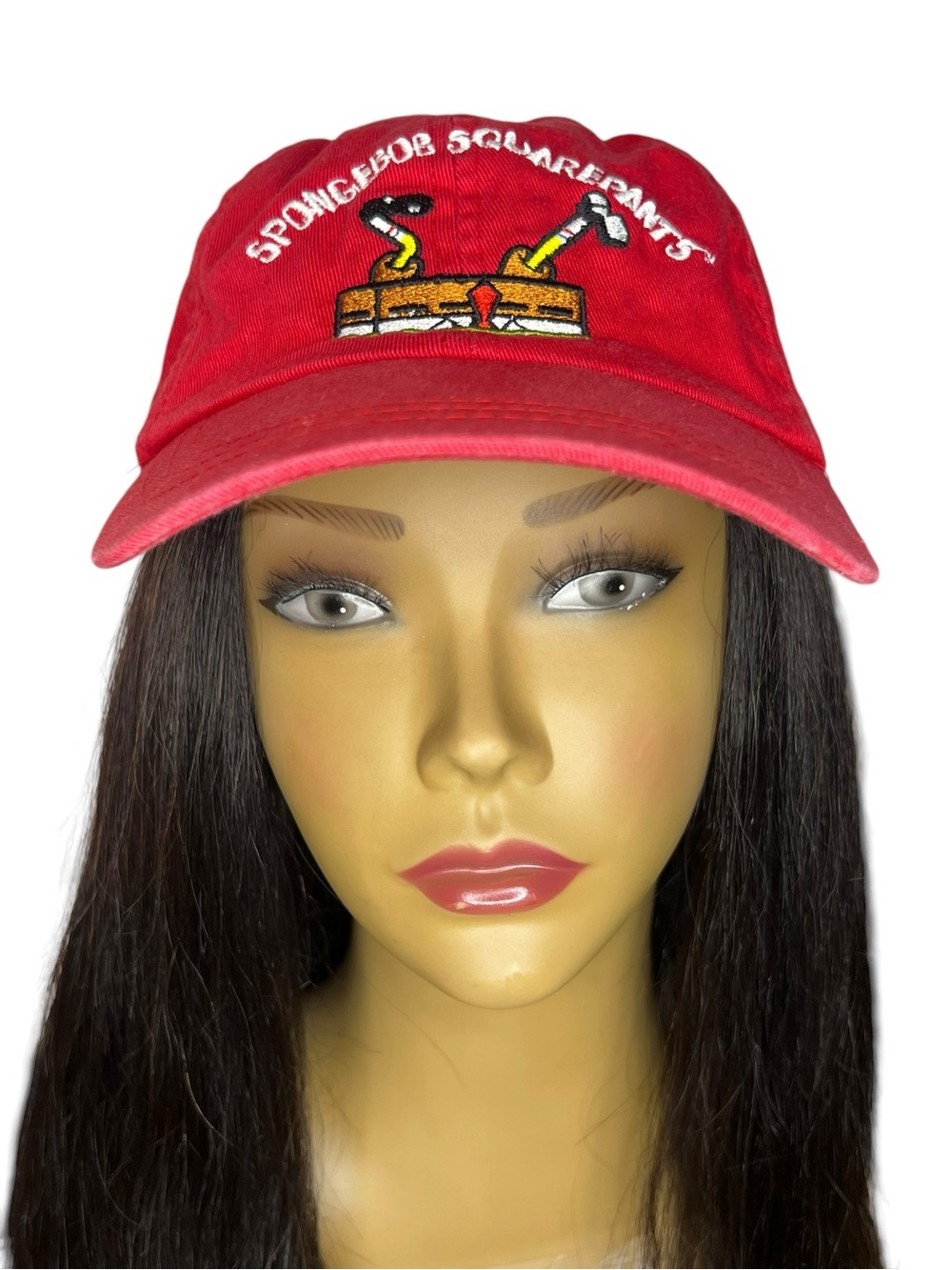 Vintage SpongeBob SquarePants Embroidered Red Dad Hat Nickelodeon Adjustable Cap